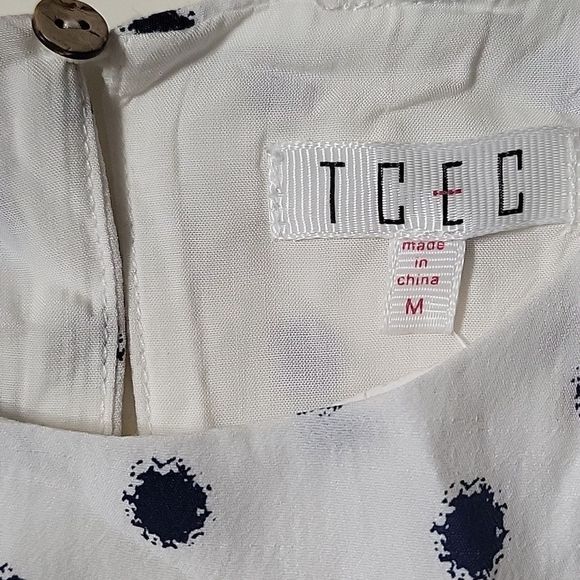 TCEC White/Black Polkadot Mini Dress Size M - Picture 3 of 7
